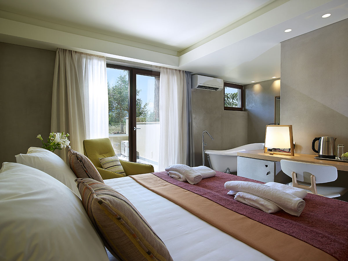 deluxe-room-ground-floor-for solo-travellers-at-mistral-hotel-crete-greece