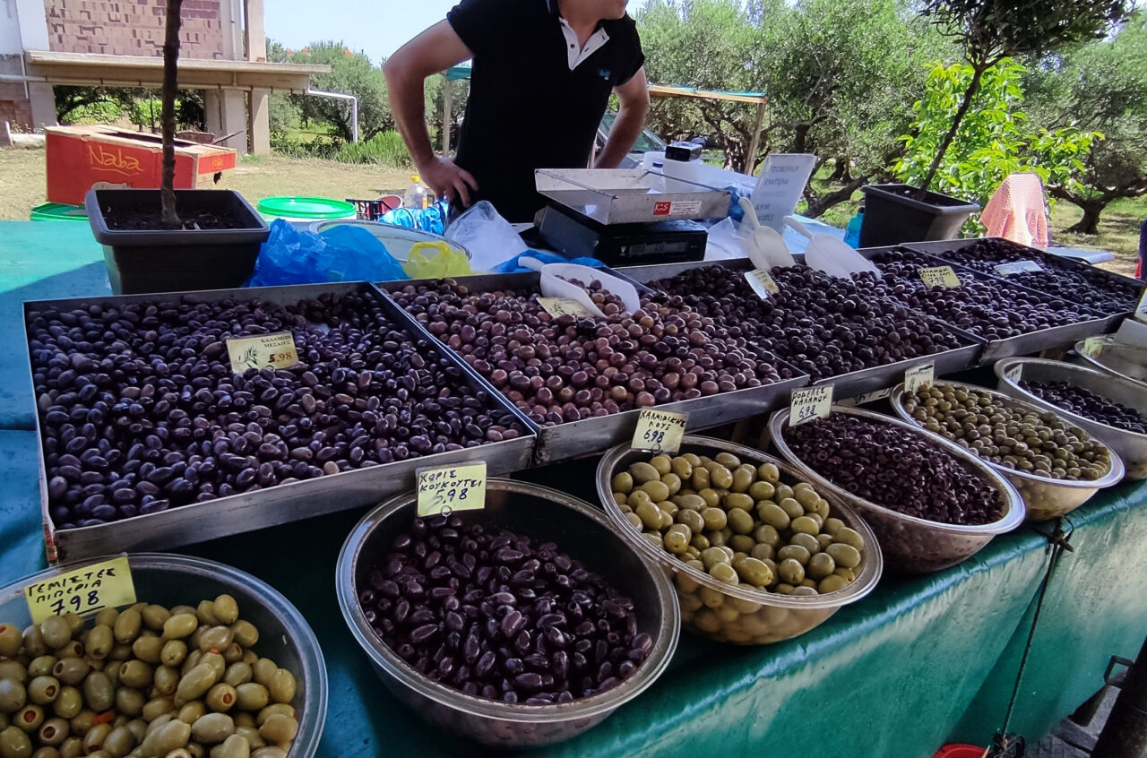 variety-of-olives-for-sale-at-farmers-market-visit-for-singles-and-solos-holidays-at-mistral-hotel-crete-greece